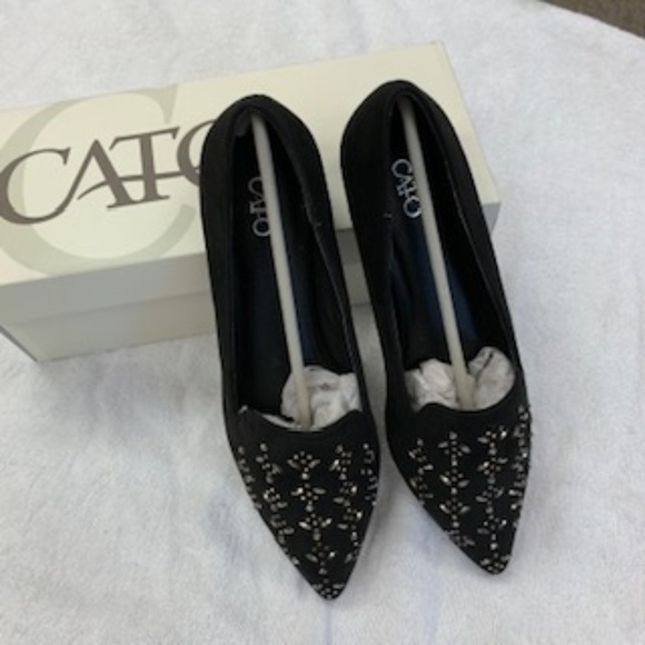 Cato Black Flats with Rhinestone Designs (NWOT) - Picture 1 of 5